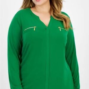 I.N.C. INTERNATIONAL CONCEPTS Plus Size Zip-Pocket Top 🍀